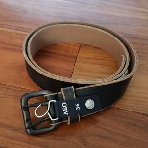 Mens black leather belt  36
